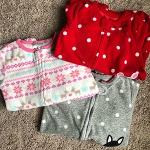 3 fleece footed jammies